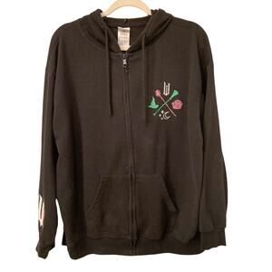 Wicked Movie Musical Black Full-Zip Embroidered Hoodie Size XXL EUC